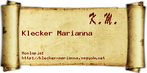 Klecker Marianna névjegykártya